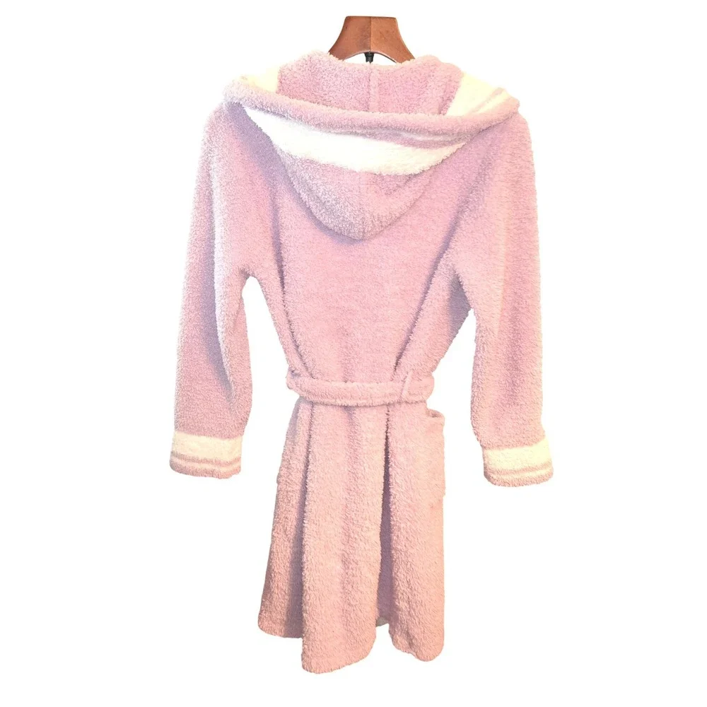Barefoot Dreams Robe Girls Sz‎ 12/14 Lavender Purple CozyChic Hooded Striped 813